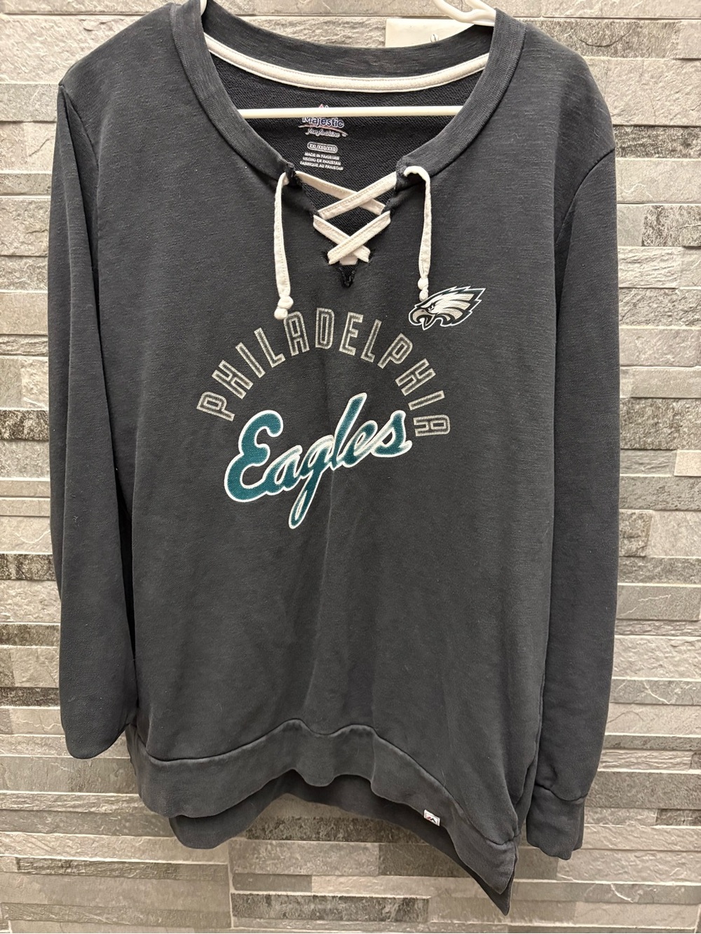 Lace-Up Pullover Sweatshirt - Black